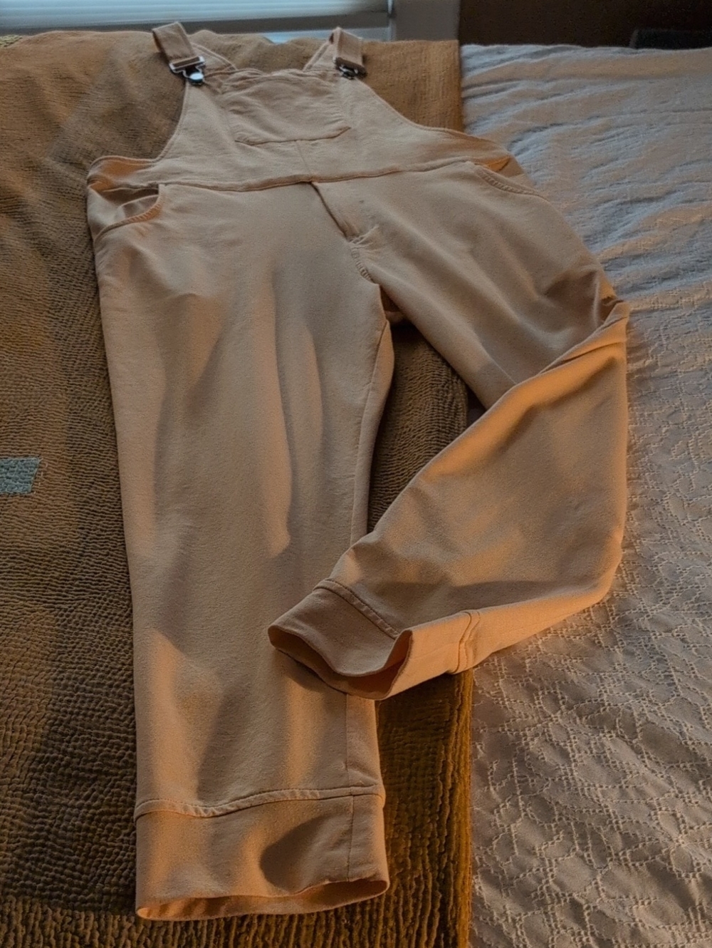 Swoveralls Apricot Cream (Light Peach) Sweatpant Overalls Unisex Size M NWOT